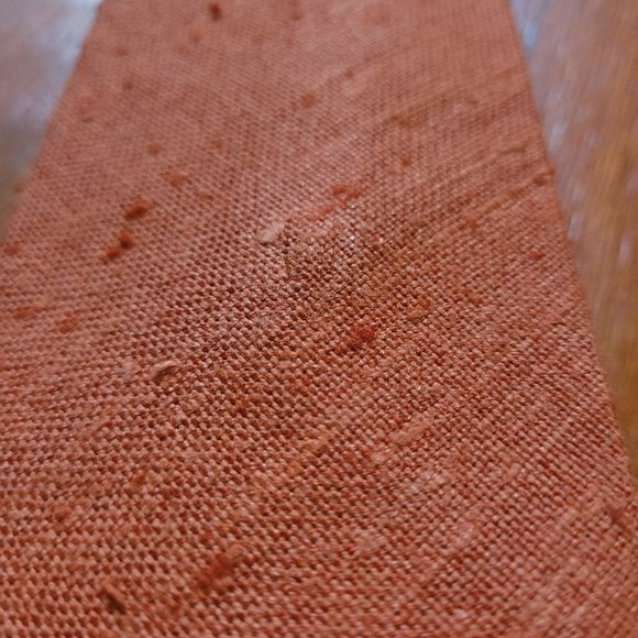 Textured Linen-Cotton blend Orange Tie - Picture 3 of 6